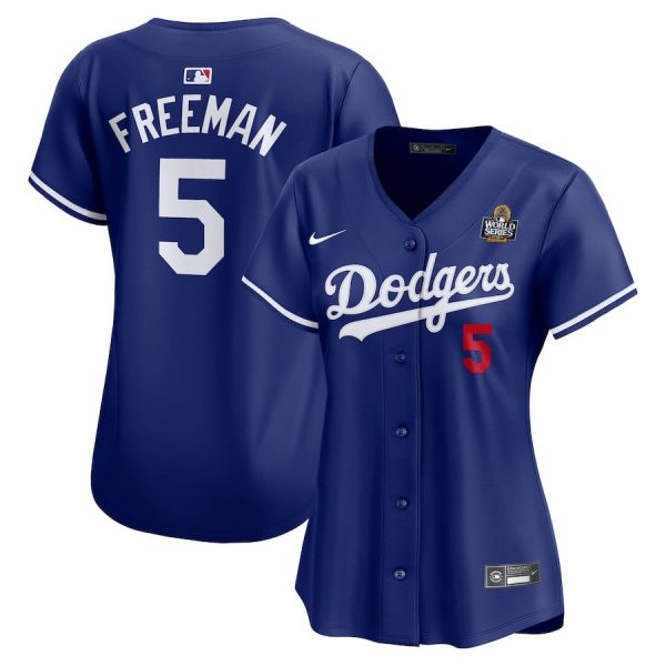 Freddie Freeman 5 Los Angeles Dodgers Women's 2024 World Series Alternate Royal Limited Jersey