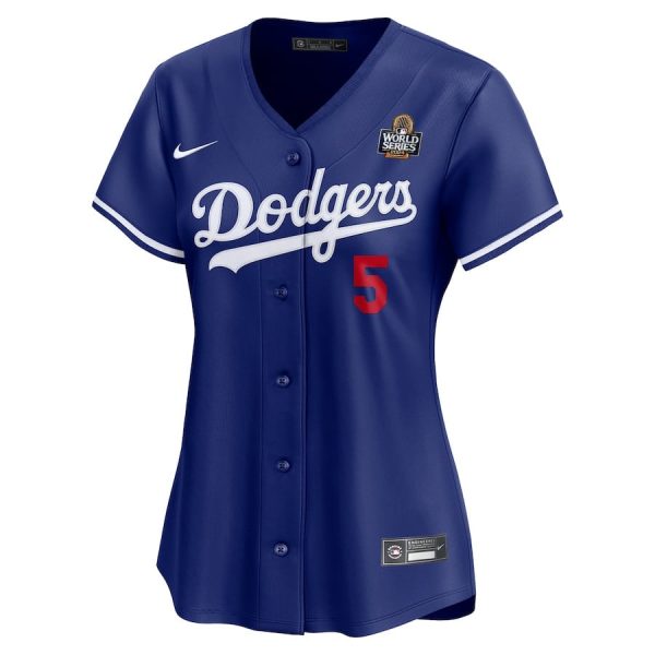 Freddie Freeman 5 Los Angeles Dodgers Women's 2024 World Series Alternate Royal Limited Jersey - Image 2