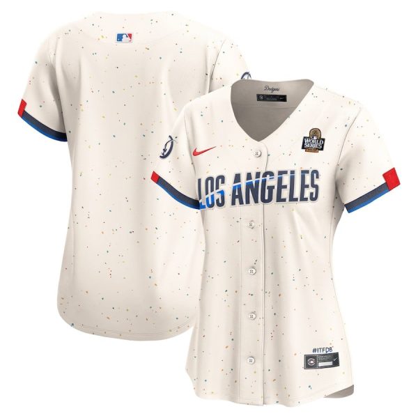 Los Angeles Dodgers Women's 2024 World Series Champions City Connect Cream Limited Player Jersey