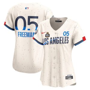 Freddie Freeman 5 Los Angeles Dodgers Women's 2024 World Series Champions City Connect Cream Limited Player Jersey