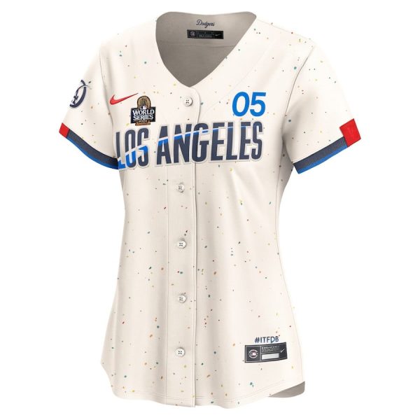 Freddie Freeman 5 Los Angeles Dodgers Women's 2024 World Series Champions City Connect Cream Limited Player Jersey - Image 2