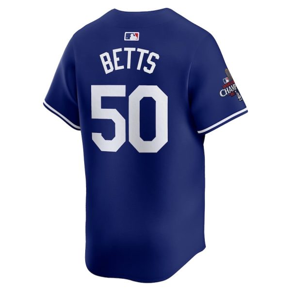 Mookie Betts 50 Los Angeles Dodgers 2024 World Series Champions Alternate Limited Player Royal Men Jersey - Image 3