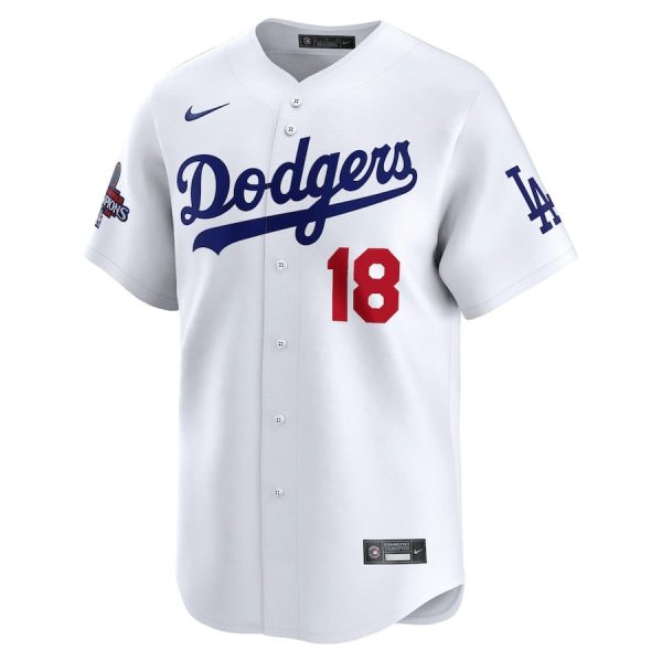 Yoshinobu Yamamoto 18 Los Angeles Dodgers 2024 World Series Champions Japanese Characters Limited Player White Men Jersey - Image 2