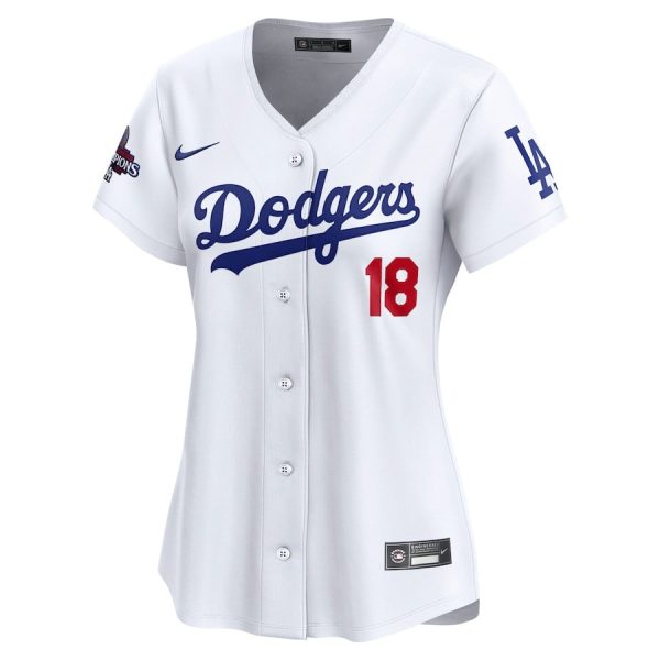 Yoshinobu Yamamoto 18 Los Angeles Dodgers Women's 2024 World Series Champions Japanese Characters Limited Player Jersey - Image 2