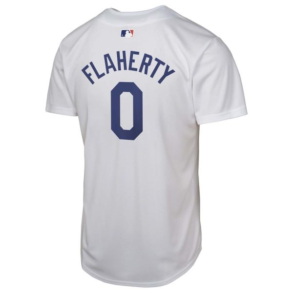 Jack Flaherty 0 Los Angeles Dodgers Home Player Game White YOUTH Jersey - Image 3