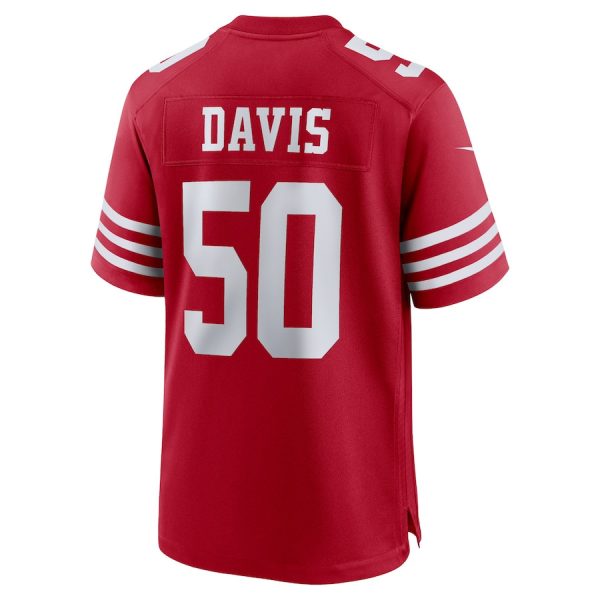 Khalil Davis 50 San Francisco 49ers Game Men Jersey - Scarlet - Image 3