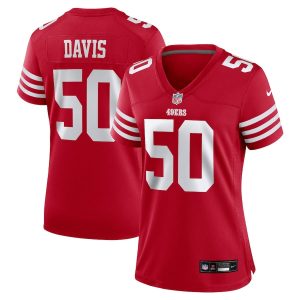 Khalil Davis 50 San Francisco 49ers Women's Game Jersey - Scarlet