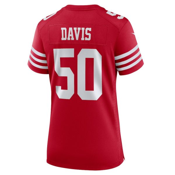 Khalil Davis 50 San Francisco 49ers Women's Game Jersey - Scarlet - Image 3