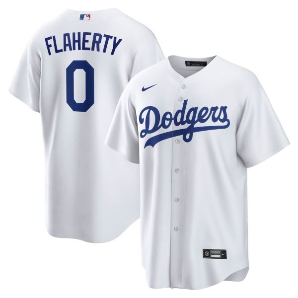 Jack Flaherty 0 Los Angeles Dodgers Home Player White Men Jersey