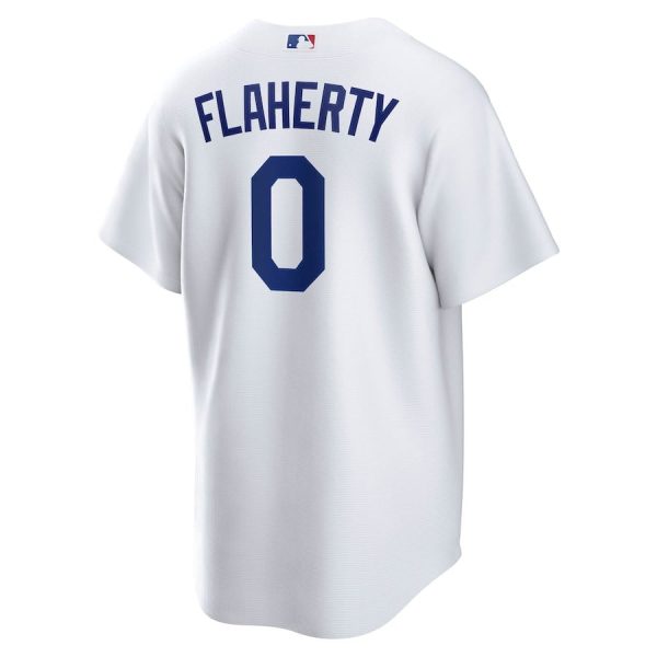 Jack Flaherty 0 Los Angeles Dodgers Home Player White Men Jersey - Image 3