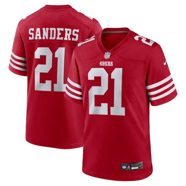 Deion Sanders 21 San Francisco 49ers Team Retired Player Game Men Jersey - Scarlet