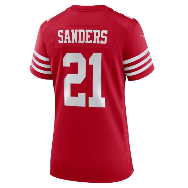 Deion Sanders 21 San Francisco 49ers Women's Retired Player Game Jersey - Scarlet - Image 3