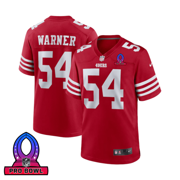 Fred Warner 54 San Francisco 49ers 2025 Pro Bowl Patch Game Men Jersey - Scarlet