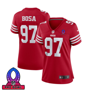 Nick Bosa 97 San Francisco 49ers 2025 Pro Bowl Patch Women Game Jersey - Scarlet