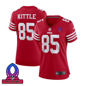 George Kittle 85 San Francisco 49ers 2025 Pro Bowl Patch Women Game Jersey - Scarlet