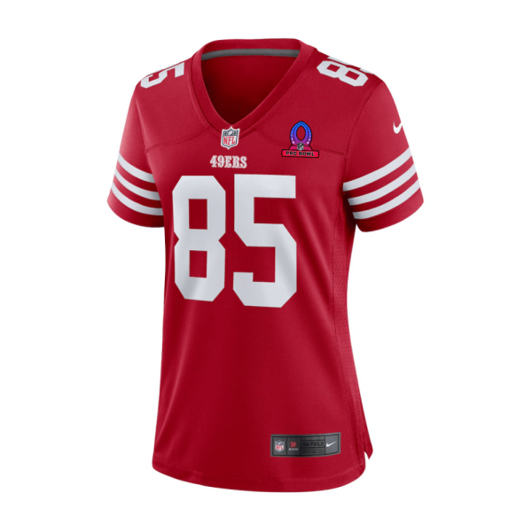 George Kittle 85 San Francisco 49ers 2025 Pro Bowl Patch Women Game Jersey - Scarlet - Image 3