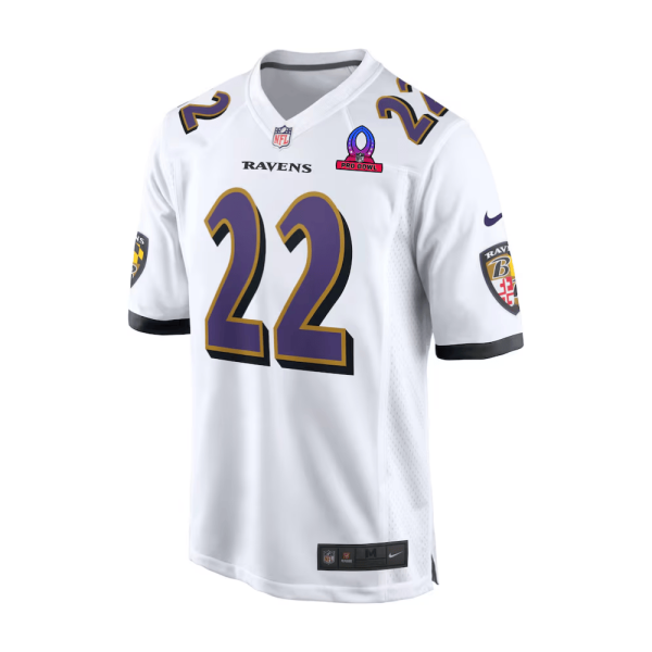 Derrick Henry 22 Men Baltimore Ravens Jersey 2025 Pro Bowl Patch Game White - Image 2