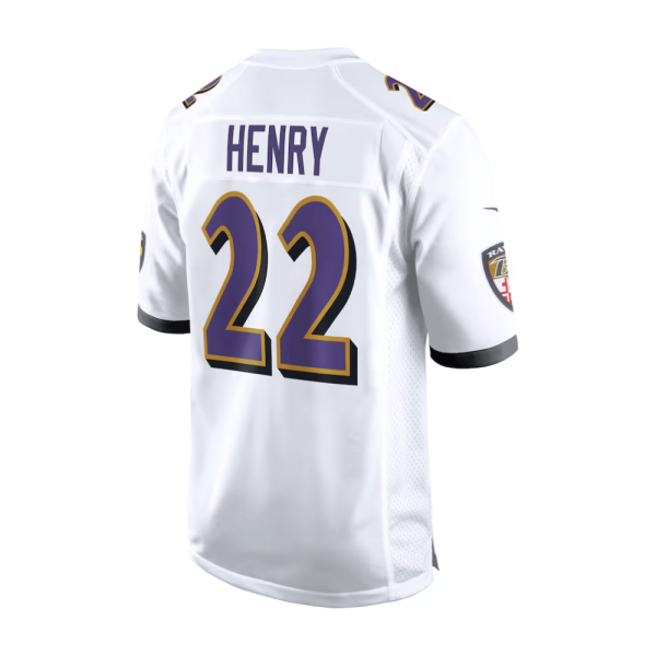 Derrick Henry 22 Men Baltimore Ravens Jersey 2025 Pro Bowl Patch Game White - Image 3