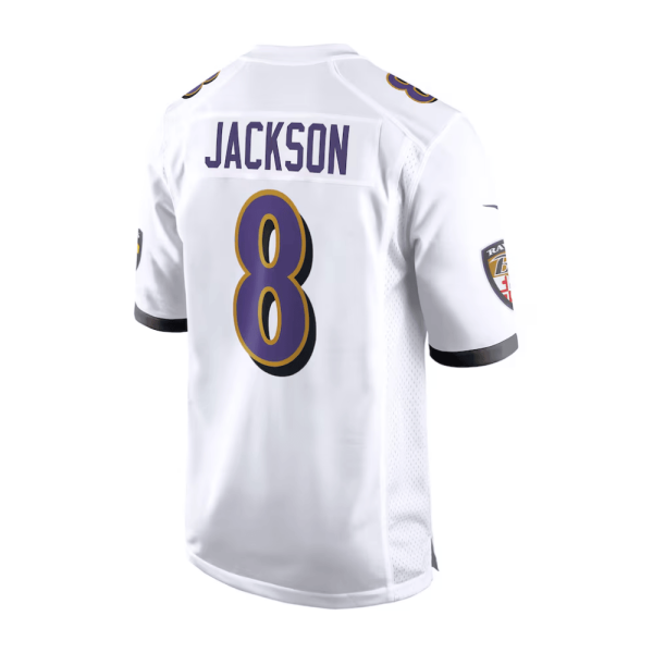 Lamar Jackson 8 Baltimore Ravens Jersey 2025 Pro Bowl Patch Game White For Men - Image 3