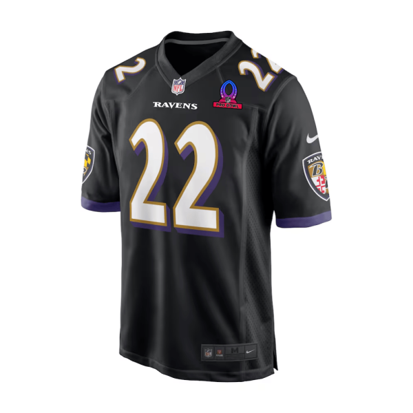 Derrick Henry 22 Baltimore Ravens Jersey Men 2025 Pro Bowl Patch Alternate Game Black - Image 2