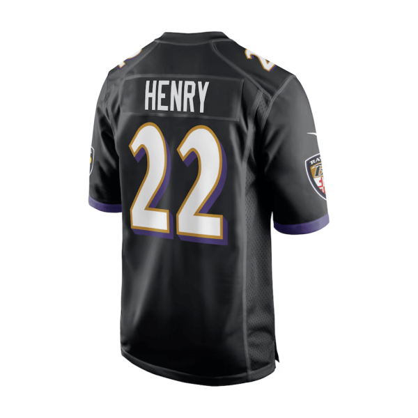 Derrick Henry 22 Baltimore Ravens Jersey Men 2025 Pro Bowl Patch Alternate Game Black - Image 3