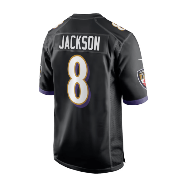 Lamar Jackson 8 Baltimore Ravens Jersey 2025 Pro Bowl Patch Alternate Game Black For Men - Image 3