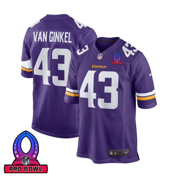 Andrew Van Ginkel 43 Baltimore Ravens 2025 Pro Bowl Patch Game Men Jersey - Purple