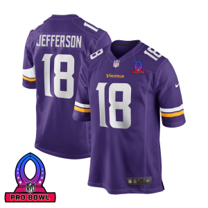 Justin Jefferson 18 Baltimore Ravens 2025 Pro Bowl Patch Game Men Jersey - Purple