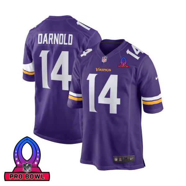 Sam Darnold 14 Baltimore Ravens 2025 Pro Bowl Patch Game Men Jersey - Purple