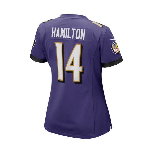 Kyle Hamilton 14 Baltimore Ravens 2025 Pro Bowl Patch Women Game Jersey - Purple - Image 2