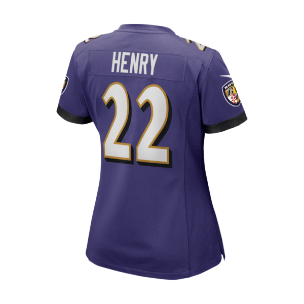 Derrick Henry 22 Baltimore Ravens 2025 Pro Bowl Patch Women Game Jersey - Purple - Image 2