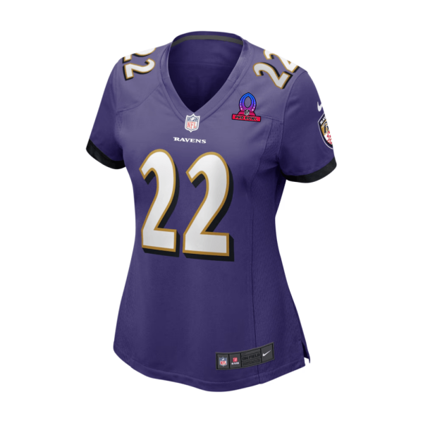 Derrick Henry 22 Baltimore Ravens 2025 Pro Bowl Patch Women Game Jersey - Purple - Image 3